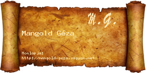 Mangold Géza névjegykártya