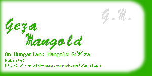 geza mangold business card